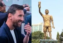 ಕೋಲ್ಕತ್ತಾದಲ್ಲಿ ಲಿಯೋನೆಲ್ ಮೆಸ್ಸಿಯ ೭೦ ಅಡಿ ಎತ್ತರದ ಪ್ರತಿಮೆ ಅನಾವರಣ!