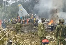 ಕೊಲಂಬಿಯಾ ಸೇನಾ ವಿಮಾನ ಪತನ: 66ಮಂದಿ ಸಾವು