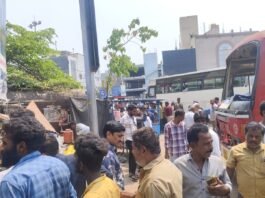 ಬಸ್ ಬ್ರೇಕ್ ಫೇಲ್ ಹಣ್ಣಿನ ಅಂಗಡಿಗೆ ಡಿಕ್ಕಿ