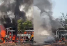 ಭೀಕರ ಅಪಘಾತ ೬ ಮಂದಿ ಸಜೀವ ದಹನ