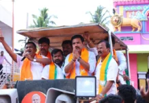 ಬಿಜೆಪಿ ಅಭ್ಯರ್ಥಿ ಪರ ಹೆಚ್ಡಿಕೆ, ವಿಜಯೇಂದ್ರ ರ್ಯಾಲಿ