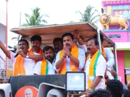 ಬಿಜೆಪಿ ಅಭ್ಯರ್ಥಿ ಪರ ಹೆಚ್ಡಿಕೆ, ವಿಜಯೇಂದ್ರ ರ್ಯಾಲಿ