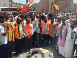 ಎಂಪಿ ತುಕಾರಾಂ ವಿರುದ್ದ ಬಳ್ಳಾರಿಯಲ್ಲಿ ಬಿಜೆಪಿ ಪ್ರತಿಭಟನೆ