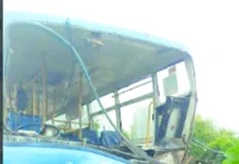 ಮರಕ್ಕೆ ಬಸ್ ಡಿಕ್ಕಿ: ೨೦ ಜನರಿಗೆ ಗಾಯ