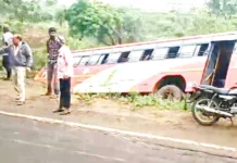 ಬಸ್ ಪಲ್ಟಿ: ಐವರಿಗೆ ಸಣ್ಣಪುಟ್ಟ ಗಾಯ
