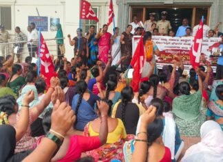 ಕನಿಷ್ಠ ವೇತನ ಜಾರಿಗೆ ಆಗ್ರಹಿಸಿ ವಸತಿ ಶಾಲಾ ಹೊರಗುತ್ತಿಗೆ ನೌಕರರ ಪ್ರತಿಭಟನೆ