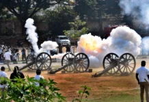 ಮೈಸೂರು ದಸರಾ ಗಜಪಡೆಗೆ ಮೊದಲ ಹಂತದ ಕುಶಾಲತೋಪು ತಾಲೀಮು ಯಶಸ್ವಿ